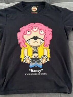 Level Nut "Nancy" Graphic T-Shirt Black Cotton Short Sleeve Streetwear Tee